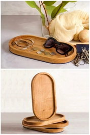 Hermia Bandeja de Madera Beige 12,5 x 27 cm